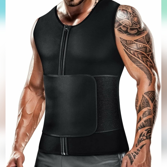 CIMKIZ Men's Waist Trainer Sauna Suit Shirt Compression Vest Sweat Boosting - Picture 1 of 7